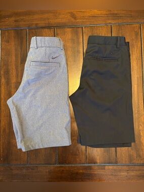 Nike Golf Shorts Dri Fit Two-Pack Boys Size Medium Light Gray & Black Flat Front